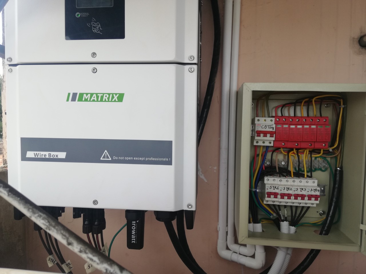 đấu nối inverter điện mặt trời
